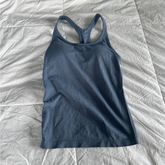Blue Ribbed Racerback Tank Top – Size S, Athletic Workout Camisole - Picture 1 of 8